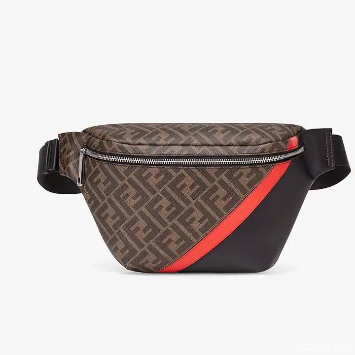 Cheap HOT FF Belt Brown Fabric Fendi Motif Red Bag In 0524